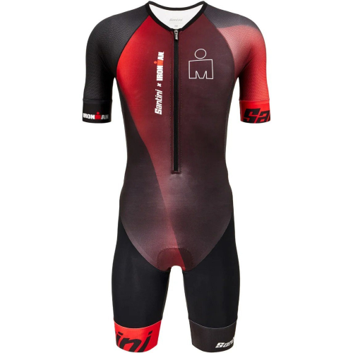 Трисьют с коротким рукавом Santini Ikaika - Ironman SS Trisuit, красный-черный