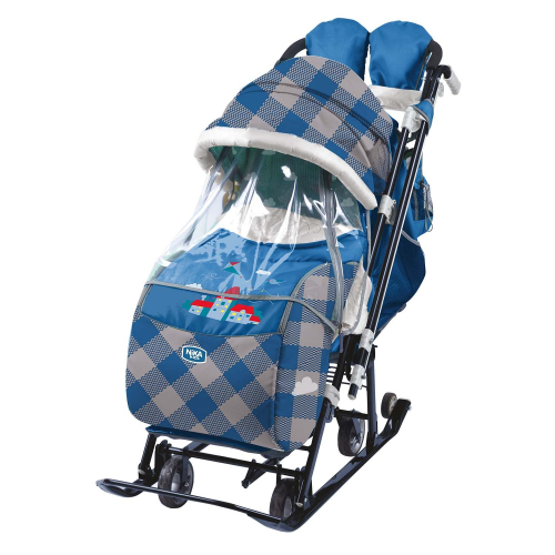 Санки-коляска комбинированная НИКА Наши детки 5-2, капри в клетку