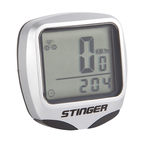 Велокомпьютер 15 функций. Проводной, подсветка, серебристый.