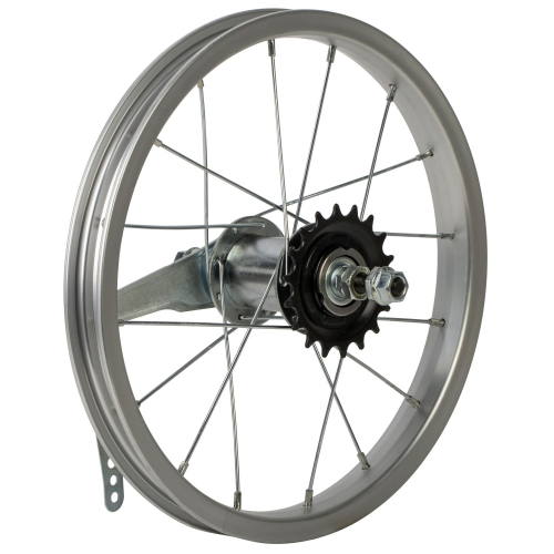 Колесо 14" заднее(без резины), одинарный алюм.обод 16 отв, втулка сталь DACHAN, гайка