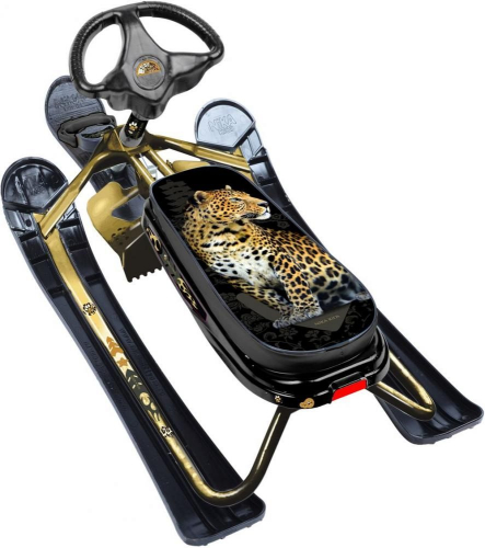Снегокат Ника-кросс СНК/Л2 с леопардом, золотистый каркас, черный