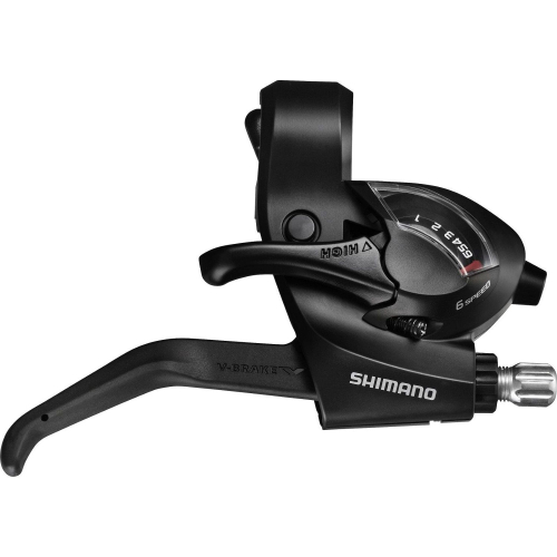 Шифтер Shimano Tourney ST-EF41-6R, 6 скоростей, правый, с ручкой тормоза V-Brake, 2-8121, черный
