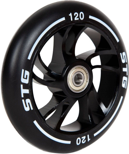 Колесо STG Х105169, PU 120mm для трюковых самокатов с алюминиевым ободом 1шт, черный