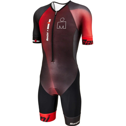 Трисьют с коротким рукавом Santini Ikaika - Ironman SS Trisuit, красный-черный