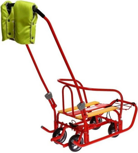 Санки детские Ника "Ветерок 7 универсал" с рукавичками, алый