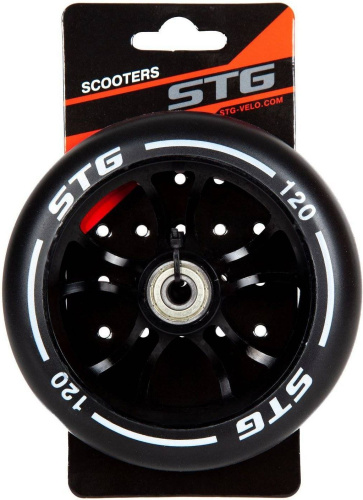 Колесо STG Х105168, PU 120mm для трюковых самокатов с алюминиевым ободом 1шт, черный